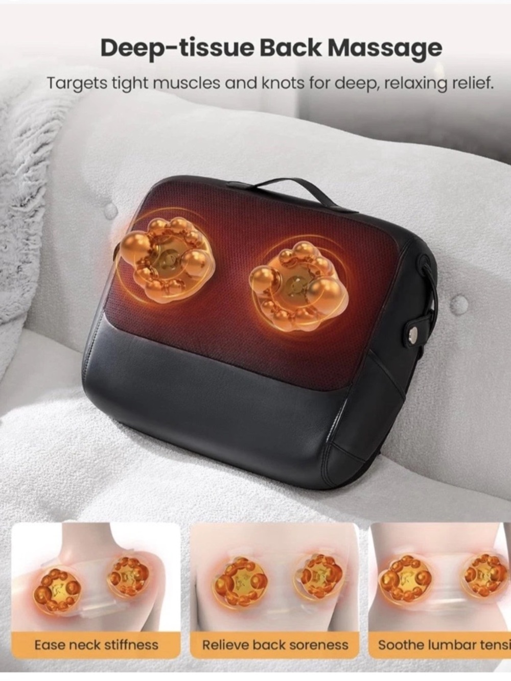 KNQZE Back Massager 3-in-1 Shiatsu Back Massager-Heat & Support-4D Tissue Knead